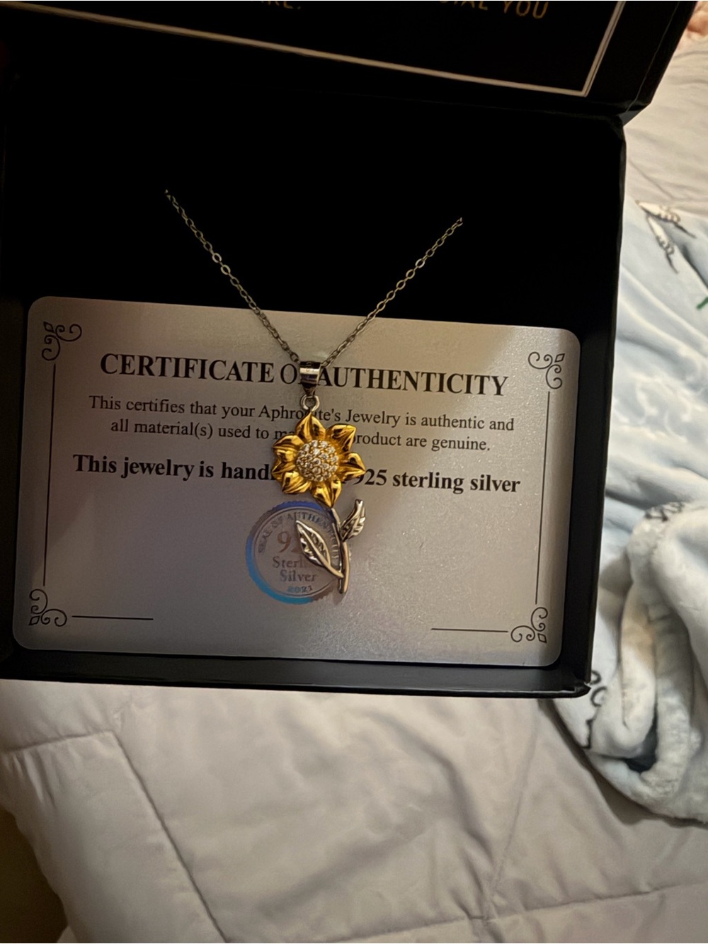 Gold & Silver Sunflower Pendant Necklace